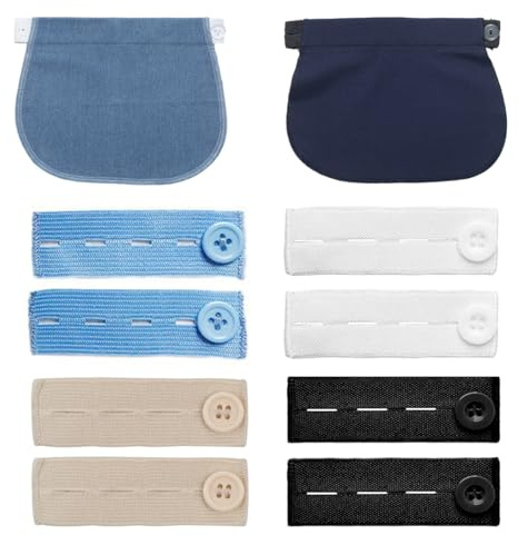 JYNXOR 10PCS Elargisseur Pantalon Grossesse, Extension Pantalon Maternité Réglable, Elargisseur Pantalon Femme, Ceinture de Grossesse Élastique avec Rallonge Bouton pour Femmes Enceinte