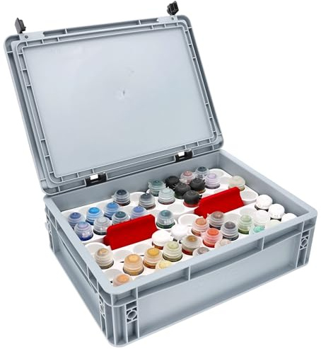 Feldherr Juego de Cajas de Almacenamiento 128 Botes de Pintura Citadel (12 ml) - 8 bastidores + 2 Soportes - Eurobox Resistente - ordenado y portátil