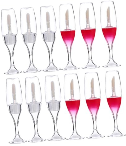 LOLIPPYY 12pcs Wine Glass Lip Glaze Empty Tube Lip Gloss Bottles for DIY Lipstick Small Bottles Portable