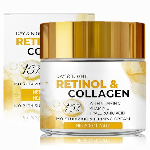 Retinol Cream for Face Anti Aging, Anti Aging Wrinkle Cream with Collagen & Hyaluronic Acid, Night Moisturizer for Men and Women, Facial Skin Care Gift for Mom, Dad, Sister