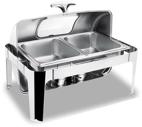 Juego de platos para bufé, bandeja calentadora de alimentos de acero inoxidable para fiestas y eventos, elegante recipiente para servir para bodas, cumpleaños y exhibición de condimentos