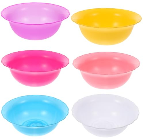 Tofficu Lot de 6 Bassines Rondes en Plastique Multiusage pour Lavage du Visage, Bassin Spa Domestique, Couleurs Assorties, Réutilisables et Lavables, pour Salon de Couleur Aléatoire
