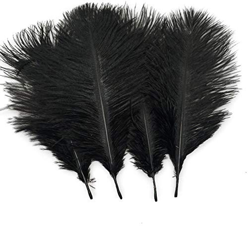 Sowder 20pcs Natural 10-12inch(25-30cm) Ostrich Feathers Plume for Wedding Centerpieces Home Decoration(Black)