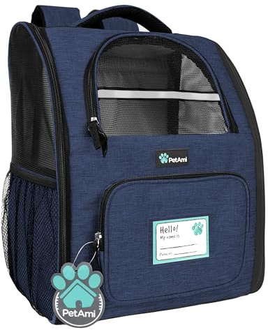 PetAmi Dog Backpack Carrier for Small Large Cat, Pet, Puppy, Ventilated Pet Hiking Backpack Travel Bag, Airline Approved Cat Backpack Carrier, Camping Biking Dog Bag Up to 18lbs Pet, Navy