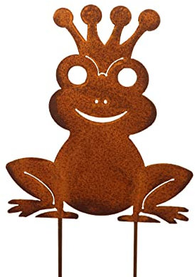 Bornhöft Piquet de jardin Roi grenouille en métal rouillé Décoration de jardin rouillée 20 cm