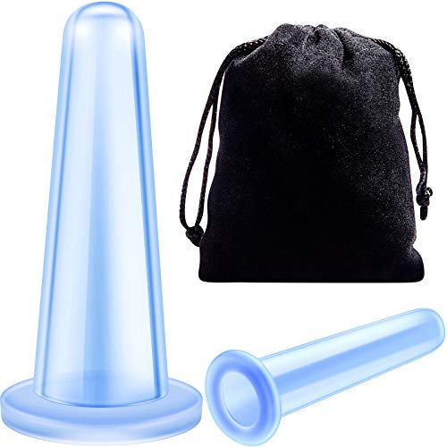 Silikon Schröpfen Therapie Set Vakuum Massage Becher Kit Becher Körperbecher Gesicht Schröpfen für Muskeln Stimulieren Durchblutung, 2 Größen (Blau)