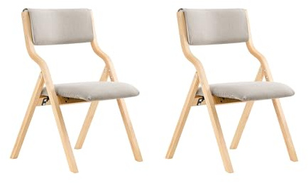 SoBuy Chaises Pliantes Tapissées Lot de 2, Chaise de Réunion en Bois avec Assise Rembourrée, Chaise Bureau Chaise Pliable Portable pour Cuisine, Bureau, Salon, Économie d'Espace Gris Clair FST40-HGx2