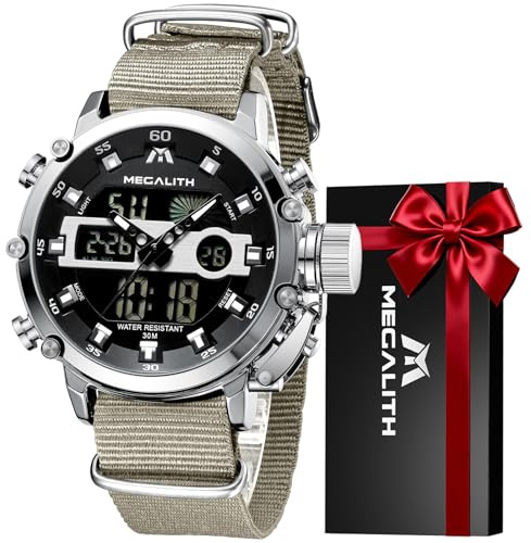 MEGALITH Orologio Militare Digitale Sportivo da Polso Quadrante Grande LED Analogico Digitale Impermeabile con Allarme Cronometro Calendario - Regali da Uomo