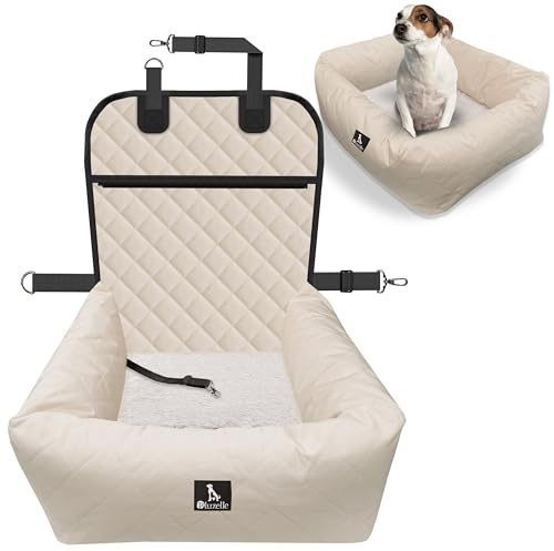 BLUZELLE Seggiolino Auto Cane & Cuccia 2-in-1 per Anteriore & Posteriore – TRAVELBUDDY Impermeabile, Antiscivolo & Lavabile – Incl. Cintura & Tessuto Oxford – Marchio Tedesco, colore: beige