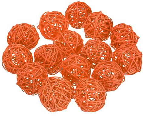 sourcing map 15 Pcs Wicker Rattan Balls, 2inch Wood Decorative Balls Vase Fillers for Centerpiece Bowl Orbs Fillers Tree Wedding Home Decor, Orange