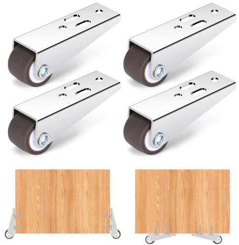 0.9 Inch Mini Low-Profile Rigid Plate Caster Wheels, 4âPack, 176 lbs Total