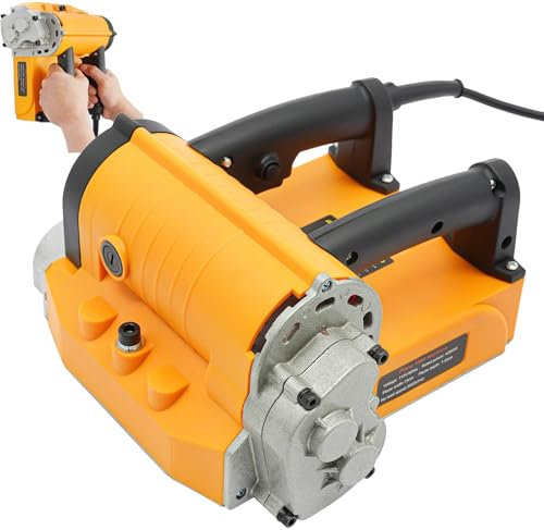 Piallatrice elettrica per pareti, Macchina per pareti con Pala elettrica con profondità Regolabile, Pala per Cemento con Lama Laterale e Cassetta degli Attrezzi, per ristrutturazione pareti(Orange)