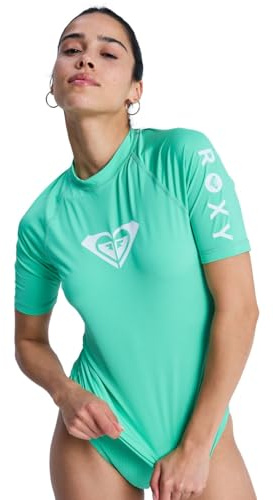 Roxy Short Sleeve Rash Vest WHOLE HEARTED SS Womens Green