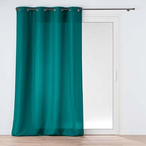 Douceur d'Intérieur, Tenda con occhielli (140 x 280 cm) Soline Blu Pavone, Poliestere Tinta unita