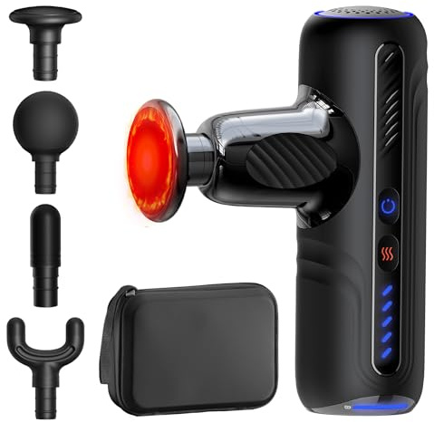 Mini Massage Gun with Heat Therapy, Massage Gun Deep Tissue with Case, 3200 RPM Powerful Muscle for Back and Neck Pain Relief, Gifts for Women Men