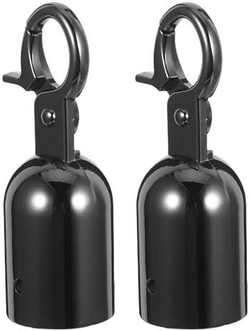 SOLUSTRE Lot de 2 Embouts de Corde Robustes 28mm en Alliage de Zinc Noir Brillant, Crochets de Serrage pour Poteaux de Sécurité, Butées D’extrémité pour Cordage Extérieur, Usage