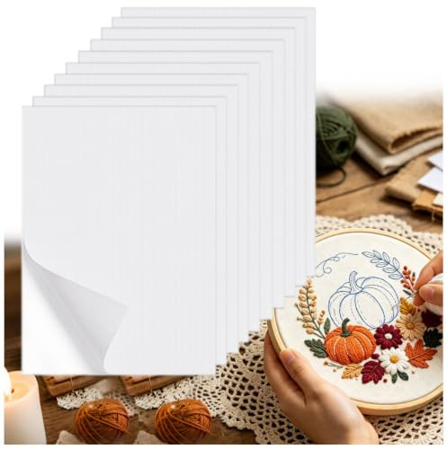 Papier Soluble Broderie Autocollant A4, Imprimable, Main et Machine, 8pcs