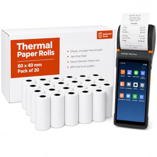 80 x 40mm Thermal Till Rolls 20 Pack for Just Eat Deliveroo Card Machines