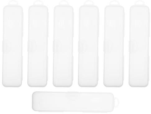 Alipis 7-pack tungskrapa, transparent resefodral med lock och lufthål för tungrengörare, bärbar och återanvändbar, perfekt för daglig pendling eller hotellbruk