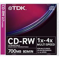 TDK - 1 x CD-RW 700 MB ( 80min ) 4x - jewel case - storage media