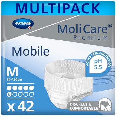 MoliCare Premium Mobile Einweghose: Diskrete Anwendung bei Inkontinenz für Frauen und Männer; 6 Tropfen, Gr. M (80-120 cm Hüftumfang), 3x14 Stück