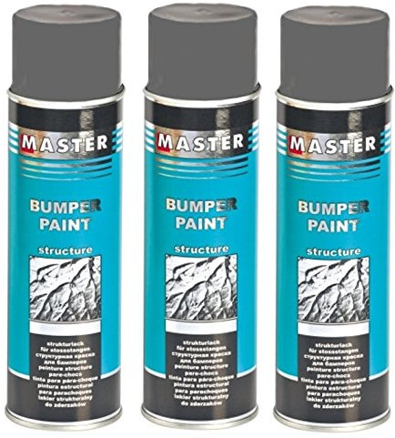Troton Kunststoff Struktur Spray 3 x 500ml Grau Bumper Paint Structure Dunkelgrau Lack mit Acrylharz