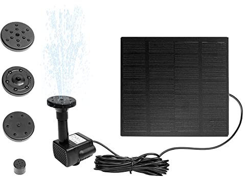 Aufun Bomba para Fuente Solar, Bomba de Estanque Solar DIY de 1.8 W, Bomba para Estanque con Panel Solar, para jardín, Piscina, Estanque, Acuario, con 4 boquillas