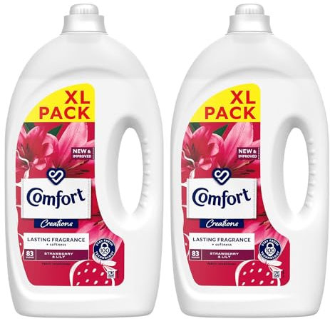 Comfort Creation Concentrated Fabric Conditioner with 100 Days of Long-Lasting Fragrance and Softness Intense Liquid Fabric Softener 83 Washes, 2.49L (Strawberry &Lily, Buy 2)