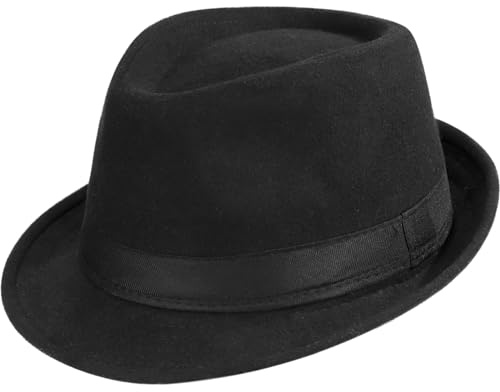 YeeHeen Fedoras Hat Trilby Jazz Panamá Gorra vintage para caballero sombrero de ala corta para hombres y mujeres, Negro, Talla única