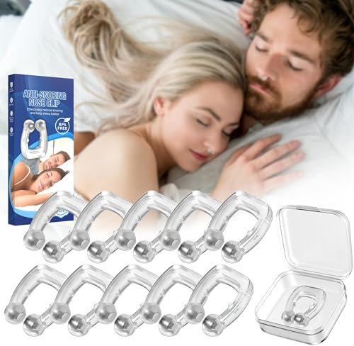 Annsky Schnarchstopper, 10er-Pack Anti Schnarch Nasenclip, Hilfsmittel Gegen Schnarchen Stopper für Männer und Frauen, Silikon-Magnet-Nasenklammer Schnarchen für Besseren Atmen und Schlaf