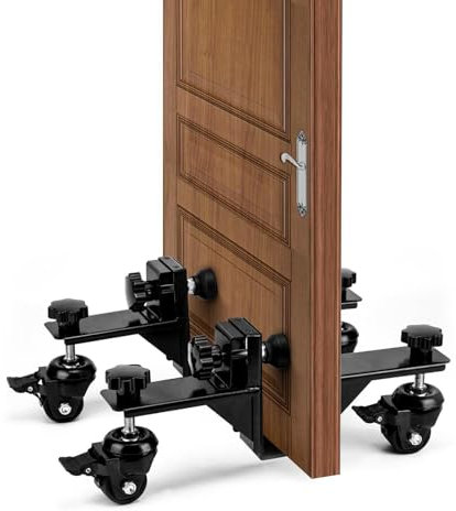 mufojyez 2Pcs Door Dolly, Heavy Duty Door Panel Mover with Translation Rollers, Adjustable 1 to 2-3/8 Door Transport Trolley for Moving Heavy Loads, Ideal for Construction Sites & Warehouses Black