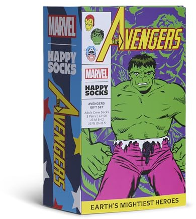 Happy Socks Exklusive Marvel™ Avengers–3er-Pack Geschenksets für Alle –Größe 41–46