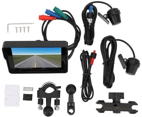 Brilluxa GPS Navigator, Motorcycle Navigation System with Dual Bluetooth for Carplay Android Auto, 5in IPS Touchscreen GPS, Portable Motorbike Stereo Navigator (con DVR)