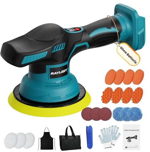 Poliermaschine Auto für Makita 18V Akku (Ohne Akku), Exzenter poliermaschine, 8 Variable Geschwindigkeit, Akkupolierer mit Polierteller, Auto Politur Set für Autopflege Polieren Autodetailing Wachsen