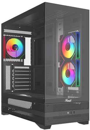 Rosewill ATX Mid Tower Computer Gaming PC Case, 3 ARGB Fans Pre-Installed, W/Dual Tempered Glass Panel, Mesh PSU Chamber, USB 3.0 ACA501B
