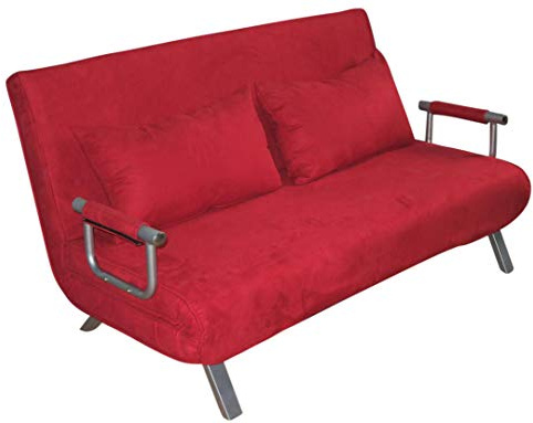 ITALFROM - Divano Letto 2 Posti (153x69x82cm) Divano Letto Matrimoniale Salvaspazio a Scomparsa, Due Posti con Telaio Solido in Acciaio con Imbottitura Comoda (Rosso)