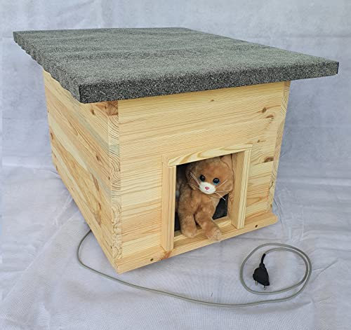 Katzenhaus kurz mit Heizung Katzenhütte Wurfkiste wetterfest isoliert beheizt