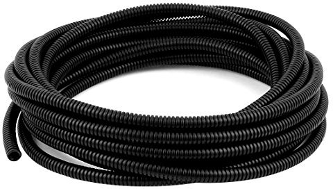 sourcing map Gaine Cable électrique Fil Protection Tube de conduit ondulé flexible en plastique de 7,5 m 7 x 10 mm pour jardin, bureau noir