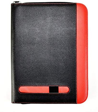 A4 Zipped Conference Folder Business Faux Leather Document Case Bag Portfolio Black