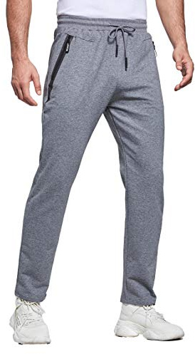 Tansozer Mens Joggers Slim Fit Jogging Bottoms Zip Pockets