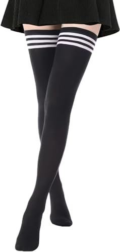 DRESHOW Femme Coton Extra Longues Chaussettes Hautes de Cuisse Montantes Chaussettes de Genoux para Sport Cosplay