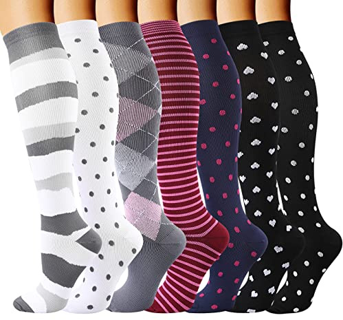 DRESHOW Calze a Compressione Graduata per Uomo E Donna Calze Elastiche Sportive per Atletica, Corsa, Viaggi Volo, Ciclismo