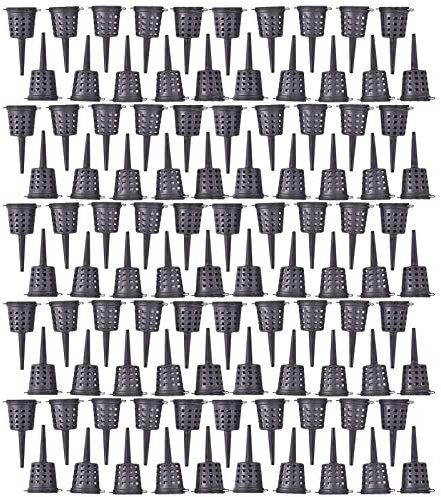 100 PCS Plastic Fertilizer Mesh Basket with Lid, Reusable Bonsai Fertilizer Box 5*2*2cm, Bonsai Fertiliser Baskets with Spikes, Plant Grow Fertiliser Container Box for Succulent Orchid (100 PCS)