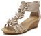 FRALOSHA Sandalen damen keilsandalen sommer offene Zehen lässig mit absatz Strandsandalen plateau sommerschuhe Gold 41 EU