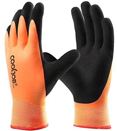 COOLJOB Gants de travail imperméables en hiver - Résistance au Froid - Gants de jardin chauds double protection - Taille S
