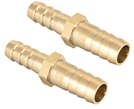 QUARKZMAN 10mm à 8mm Dia Raccord Cannelé Droit Laiton Tuyau Raccord Réducteur x 2PCS Droit Connecteur Adaptateur pour Tuyau Connexion, [Doré]