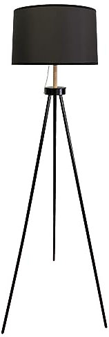 BEL AIR HOME - Lampada da Terra Soggiorno NAPOLI, Treppiede a 3 gambe 1 x E27 (Lampadina non inclusa) Design Moderno in Metallo e Legno, Ideale per Salotto e Camera (NERO)