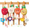 OR OR TU Pram Toys for Babies 0-6 Months Sensory Toys with Teether Bell 4pcs Cute Fruits Hanging Baby Rattle Crib Car Seat Pram Toys for Newborn Baby Gift