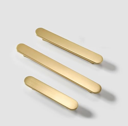 SYZOW 6 maniglia per armadi dorate, per mobili da cucina, colore oro, ottone, distanza tra i fori 128 mm