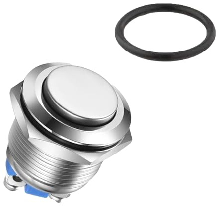 16 MM Interruttore a Pulsante Momentaneo, IP67 Impermeabile Pulsante in Metallo, SPST Terminale a Vite, 3A/12V 24V 36V DC 220V 250V AC Tasto Momentanei